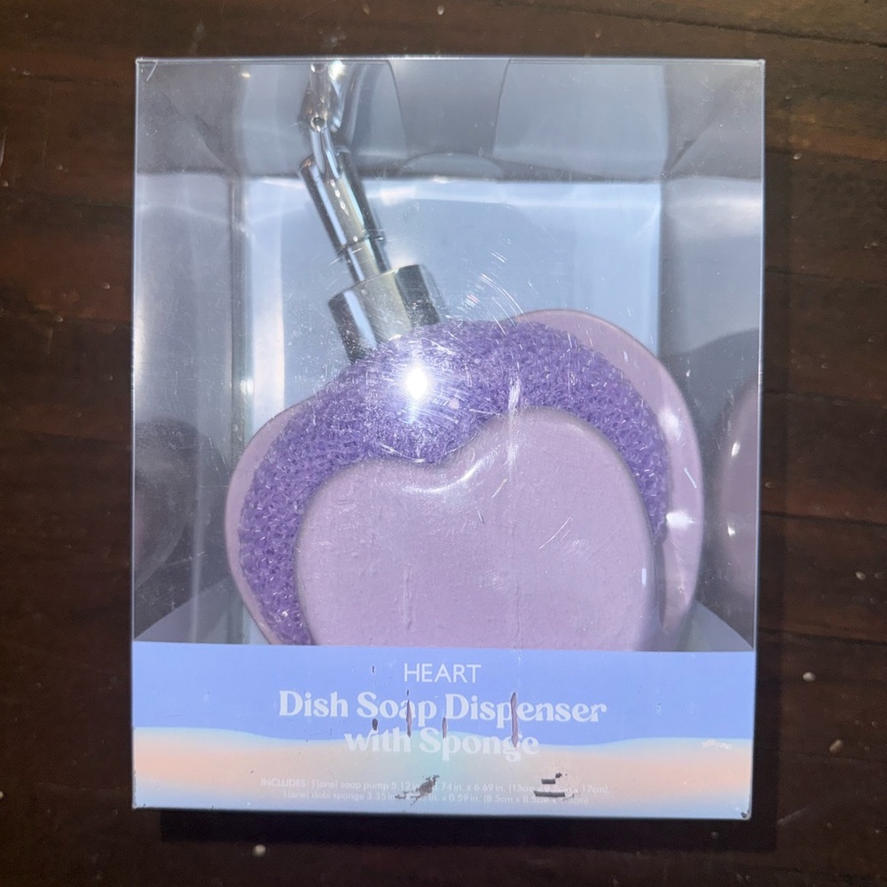 Purple Heart Dish Soap Dispenser with Sponge